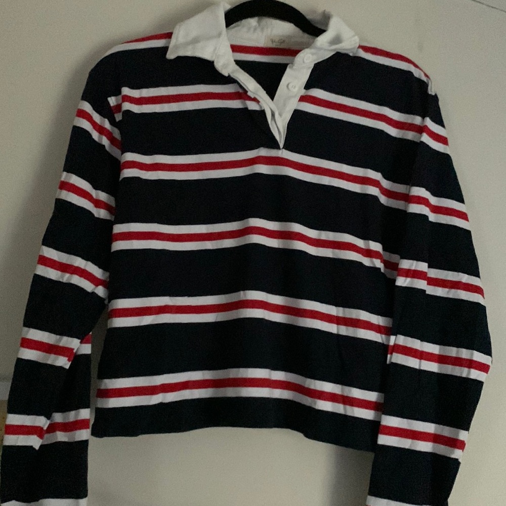 John Galt Caroline Long Sleeve Rugby Striped Shirt